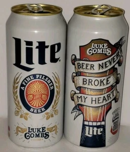 Lot Of Two 2024 Luke Combs Limited Edition Miller Lite Beer (empty) 16 oz Cans! - Picture 1 of 9