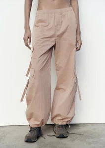 Zara £45.99 Nylon Blend Parachute Trousers Size XS - Picture 1 of 17