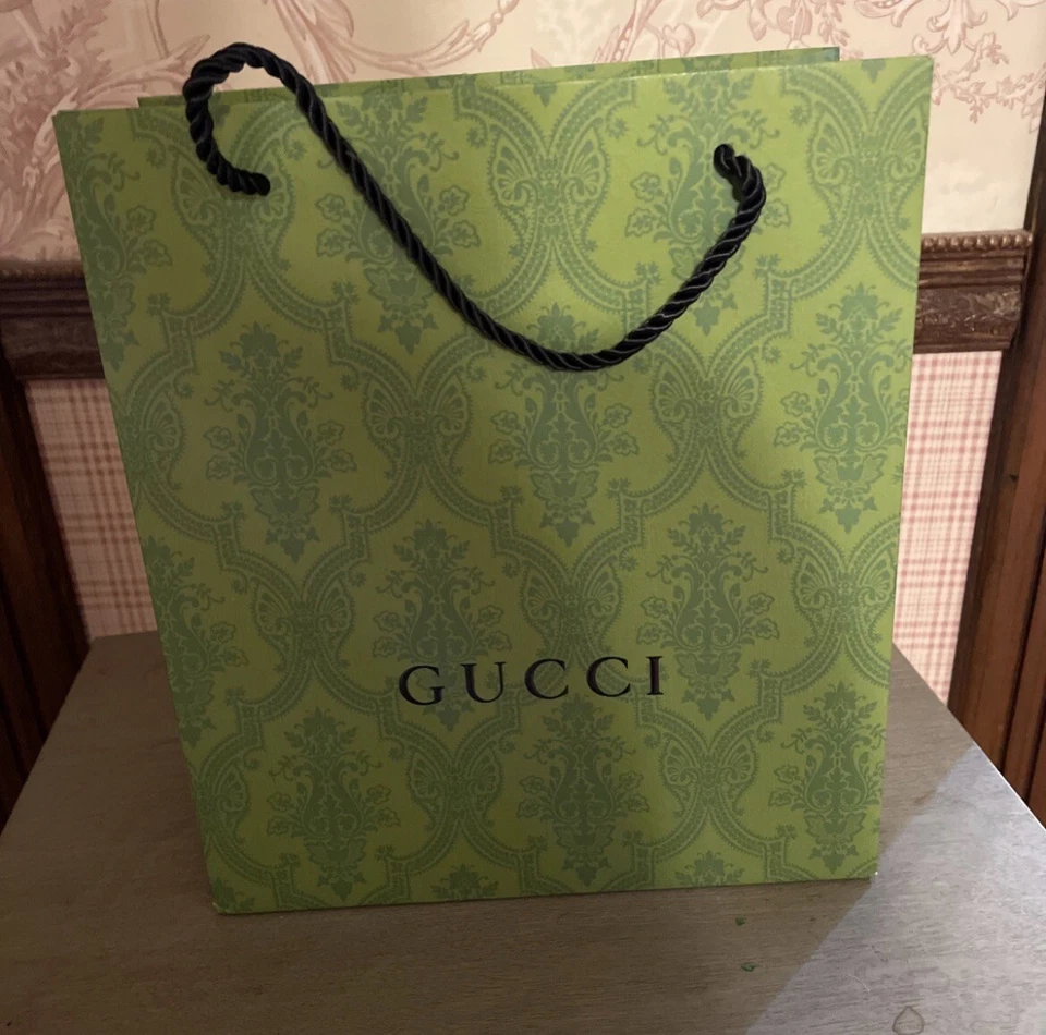 Gucci Green Floral Gift Bag H 10in L 9in W 4in BRAND NEW