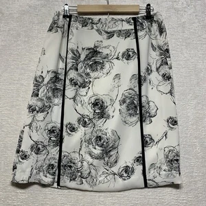 Harve Benard Skirt Womens 12 White Black Roses A-Line Polyester Lined Feminine - Foto 1 di 9