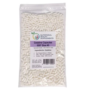 500 x Size #5 Empty Gelatine Capsules Gelatin Caps Halal Kosher - White - Picture 1 of 4