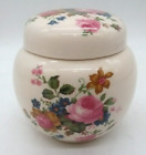 Salder Pink Rose Floral Design Ginger Jar with lid. 10cm tall.