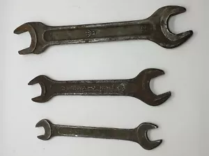 set of 3x SOVIET VINTAGE WRENCH MADE IN USSR - OPEN ENDED SPANNER - Picture 1 of 8