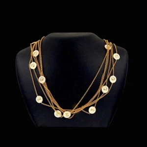 Georg Jensen. Vergoldetes Sterling Silber Gänseblümchen Sautoir mit weißer Emaille. - Bild 1 von 7