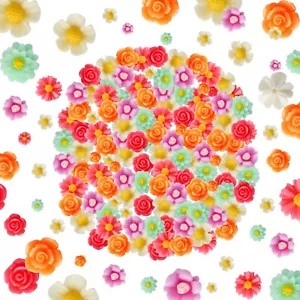 100PCS Mini Flower Resin Beads Flatback Daisy Flower Charm Jewery Embellishments - Picture 1 of 7