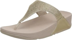 Sandalias Fitflop para mujer doradas adornadas con cristal LULU tanga de cuña NUEVAS TALLA 10 - Imagen 1 de 24