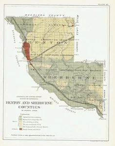 1885 Geological Survey Natural History Minnesota Benton & Sherburne County Map - Picture 1 of 1