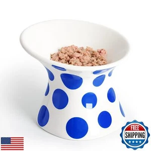 YauYik Extra Wide Raised Cat Food Bowl, Elevated, Ceramic Tilted Feeding Bowl - Picture 1 of 5