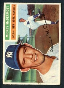 1956 Topps #340 Mickey McDermott New York Yankees Baseball Card 