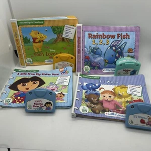 Leap Frog Baby 4 Pack Dora, Rainbow Fish, Disney Pooh, & If I Were Books & Cartr - Picture 1 of 5