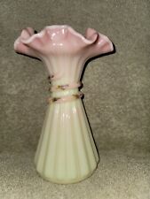 Fenton Burmese Wheat Vase HP by M. Wagner- Hard to Find, Rare, Scarce
