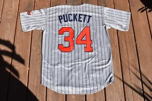 New! Kirby Puckett Minnesota Twins Gray Pinstripe Baseball Adult Jersey (XL) XL - Picture 1 of 2