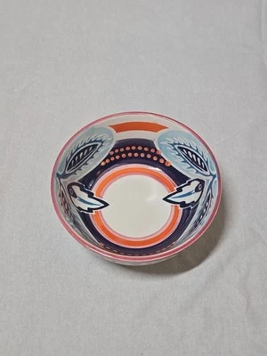Anthropologie Orchid Pavilion Bowl Coral Summer RARE! 6" Ceramic Hand Painted - Image 1 of 4