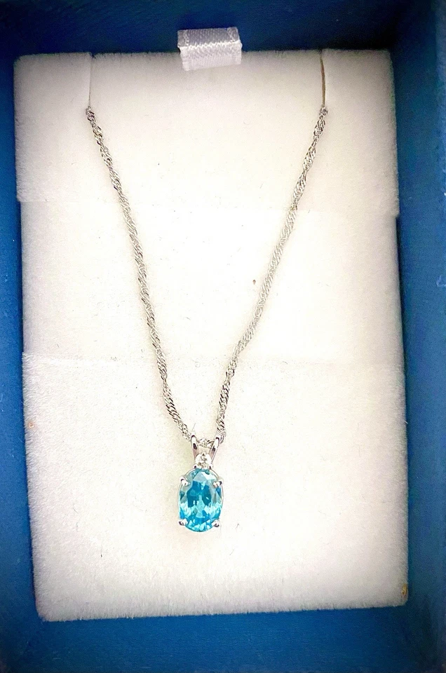 Gemstones Birthstone Necklace For Women 925 Sterling Silver Solitaire Pendant... - Image 1 of 1