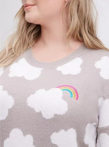 NWT $70 TORRID Clouds & Rainbow Pullover Drop Shoulder Tunic Sweater Torrid Size - Picture 1 of 7