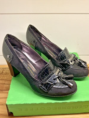 Mocasín Dana Buchman Y2k 2000 Block Heal cuero/gamuza negro para mujer 6,5 Foto 1 de 4