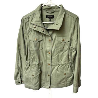 Chaqueta utilitaria verde Talbots para mujer cremallera completa bolsillos con botones a presión talla S- $139.00 Foto 1 de 4
