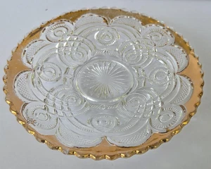 Vintage Clear Glass Dish With Sawtooth Edge And Gold Trim PLEASE READ - Picture 1 of 7