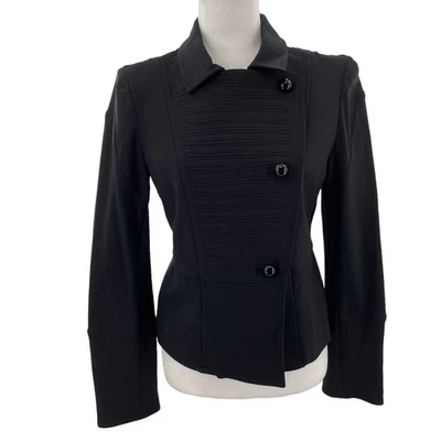 Vivienne by Vivienne Tam Black Knit Collared Military Jacket Women Sz 8 NWT - Image 1 of 4