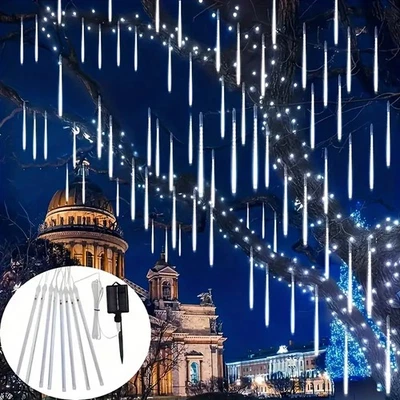 LED Icicle Meteor Shower Lights 50cm Icicle Snowfall Lights Christmas Outdoor - Image 1 of 4