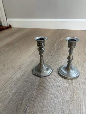 Restoration Hardware Set Of 2 Silver Candlesticks - Image 1 of 3
