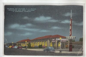 Railroad Station and Burlington Bus Depot at Night Cheyenne WY - Bild 1 von 1