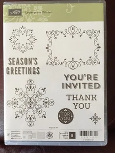 "LETTERPRESS WINTER" Stampin'UP! NEW~CLEAR/CLING ~Tags, Sayings, Scrolls, set/8 - Picture 1 of 2