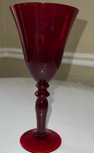 Ruby Red Fifth Avenue Crystal "Pigeon Blood" Fluted wine Glasses 8 1/2 Inches - Picture 1 of 13