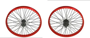 20" BMX 48 Spokes Double Walls Wheel 9T Cog 14mm Axle Sealed Bearing RED - Picture 1 of 4