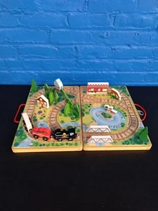 Melissa & Doug Take Along Railroad Wooden Train Track Set Case Vehicles Animals - Picture 1 of 8