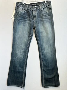 Petrol Presley Women's Bootcut Denim Blue Jeans Embellished Size 31 - Picture 1 of 9