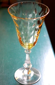 Vtg FOSTORIA 'WAVECREST' AMBER YELLOW LOOPED OPTIC Water Goblet/Glass c1930s - Picture 1 of 13