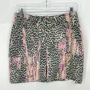 DKNY Golf Skirt Womens 6 Pink Black Animal Print Mini Zip Pockets - Picture 1 of 6