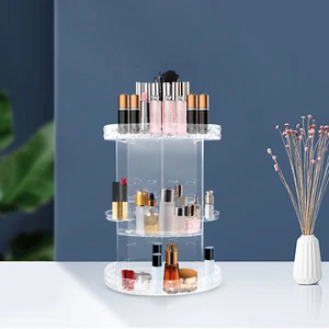 360° Rotating Makeup Organizer Adjustable Shelf Rotatable Cosmetic Organizer Box - Picture 1 of 19