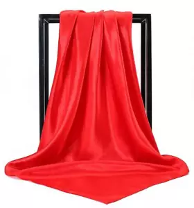 35" Womens Large Satin Square Scarf Silk Feeling Hair Wrapping Gift Headscarf... - Picture 1 of 7