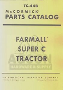Farmall Super C Tractor Parts Catalog Manual