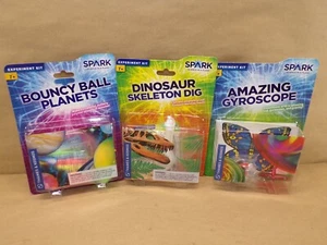 Spark Science DINOSAUR SKELETON DIG,BOUNCY BALL PLANETS & AMAZING GYROSCOPE 3PK - Picture 1 of 7