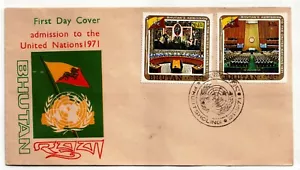 Bhutan-2Diff 20CH & 3NU 1971 "Admission UN" FD Cancelled Postmark Cover #15FD12 - Picture 1 of 1