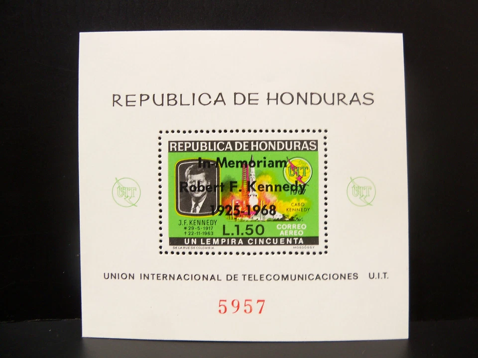 Honduras John F Kennedy Space Rocket At Cape 1968 Airmail Souvenir Sheet - Image 1 of 4