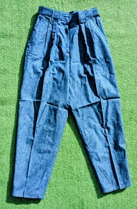 Petite Sm High-Waisted 1980s Korean VTG Pleated Straight Leg Trouser Pants EUC - Picture 1 of 3