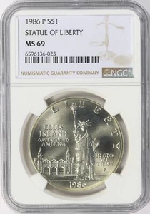 1986-P Statue of Liberty Commemorative $1 Silver Dollar NGC MS69 - Picture 1 of 2