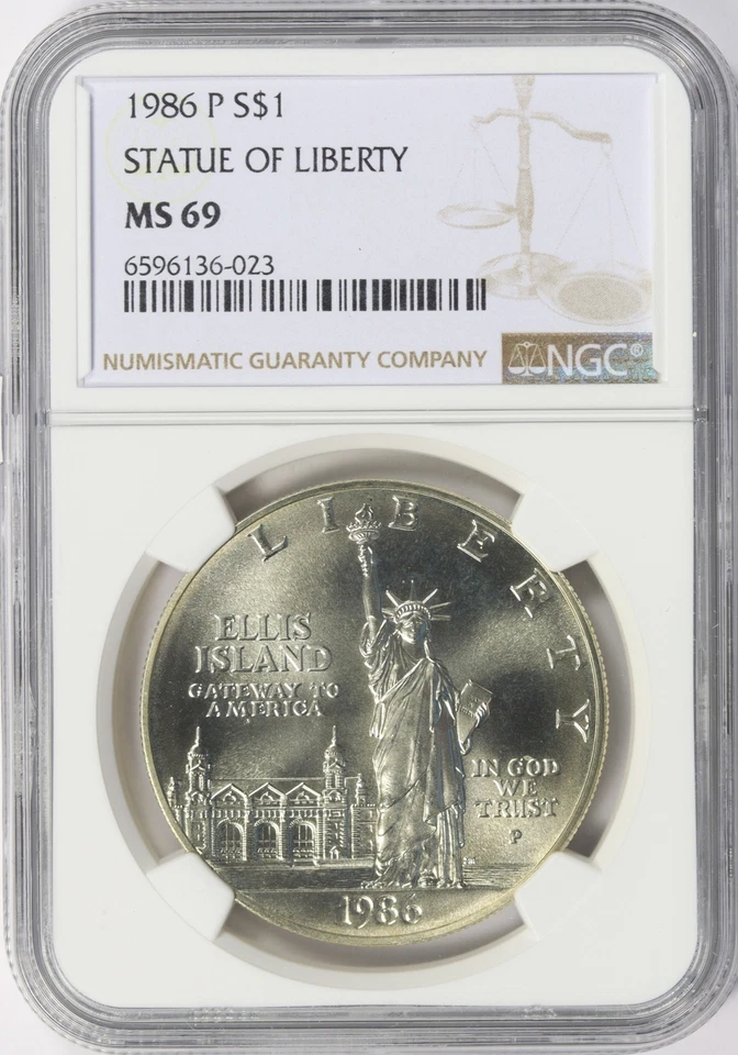 1986-P Statue of Liberty Commemorative $1 Silver Dollar NGC MS69 - Image 1 of 2