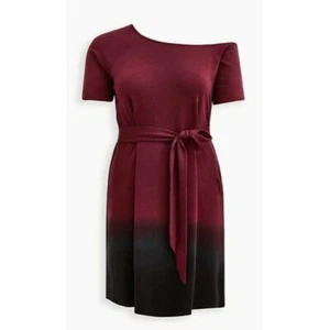 NWT Torrid Off Shoulder T-Shirt Dress Lightweight French Terry, Size 5 Tie Waist - Picture 1 of 4