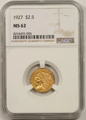 1927 $2.5 NGC MS 62 Indian Head Gold Quarter Eagle  - Image 1 of 4