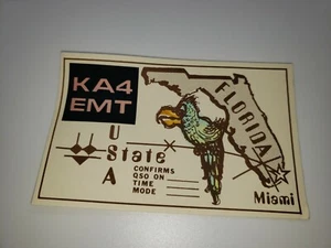 Vintage KA4 EMT Miami Florida USA Amateurfunk Amateurfunkkarte - Bild 1 von 6