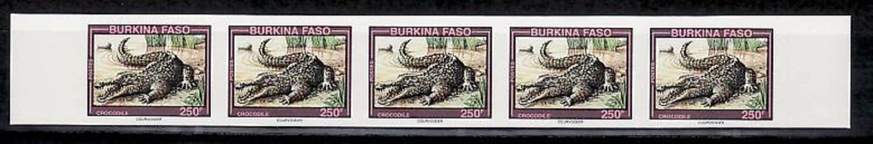 Burkina Faso Sc1004 Vida Silvestre, Reptil, Cocodrilo, Tira Imperf. Foto 1 de 1