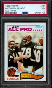 PSA 7 - 1982 Topps #51 Anthony Munoz ALL-PRO RC Cincinnati Bengals HOF - Foto 1 di 3