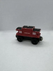 1994 Thomas & seine Freunde Holzeisenbahn Zug Panzer Lok Sodor Line Begleitwagen rot - Bild 1 von 8