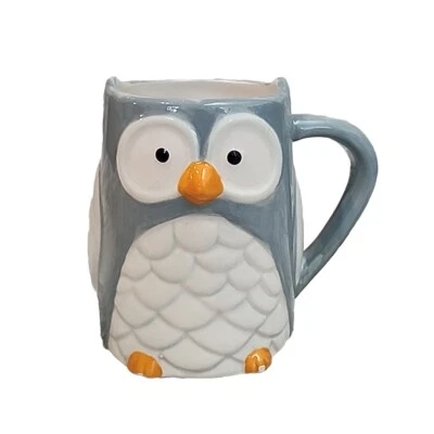 TAG 3D Búho Taza Café Té Cerámica Azul Teal y Blanco Foto 1 de 4