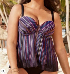 Swimsuits For All Fly Away Underwire Tankini Plus Size 24 Bathing Swim Top - Picture 1 of 12